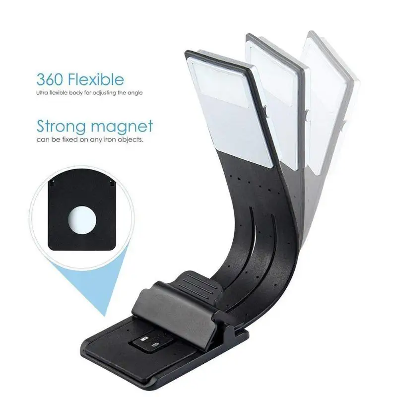 

Dimmable LED Reading Book Light Mini Clip on Flexible USB Rechargeable Lamp Black Plastic LED Book Light