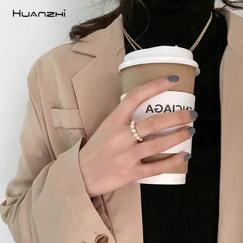 HUANZHI 2019 Новые корейские геометрические волнистые золотые металлические