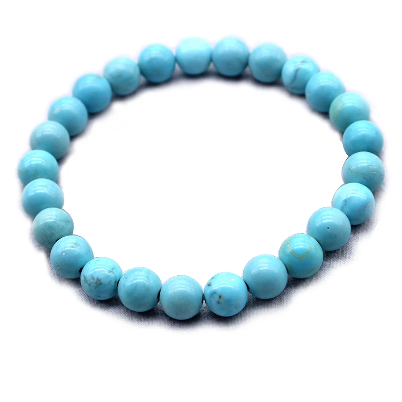 High Quality Blue Green Natural Turquoises Stone Bracelet Homme Femme Charms 4/6/8/10/12MM Men Strand Beads Yoga Bracelets Wome