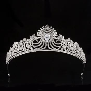 

Cubic Zirconia Zircon Tiaras and Crowns Princess Queen Diadem Women Girl Headbands Bride Wedding Accessories Bridal Hair Jewelry