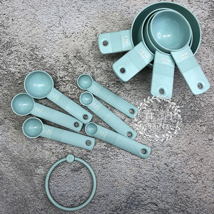 Plastic Measuring Cups Amount Spoon Set 10 Pieces with Measuring Flour Spoon Coffee Spoons Bakery Appliances