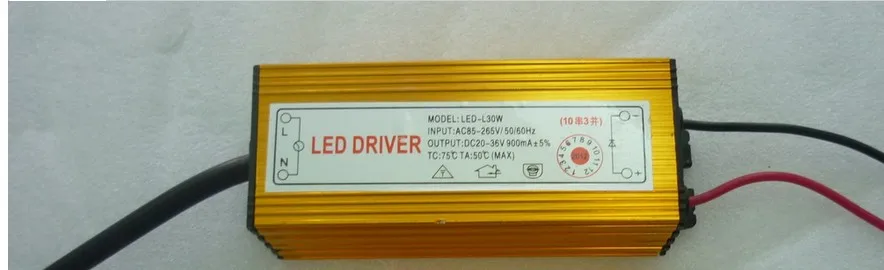 30W IP66 Waterproof Integrated LED Driver Power Supply Constant Current AC85-265V 900mA for 30W LED Bulb