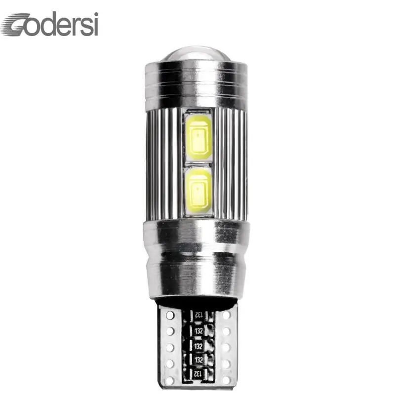 T10 10 SMD 5630 LED Projector Lens Auto Clearance Lights W5W 501 10SMD 5730 Car LED Marker Lamp Parking Bulb Canbus 1pc