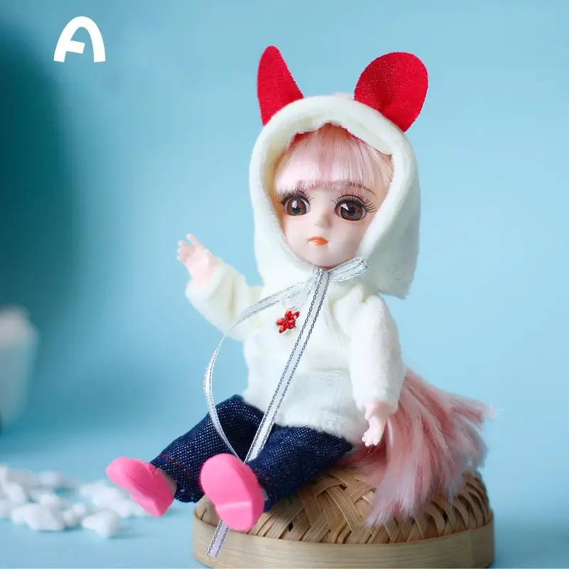 a Новинка, 16 см, Bjd кукла, 13 шарниров, для девочек, детское мини тело с 3D глазами, голова, 1/8, куклы с одеждой, детские игрушки, аксессуары - Цвет: a