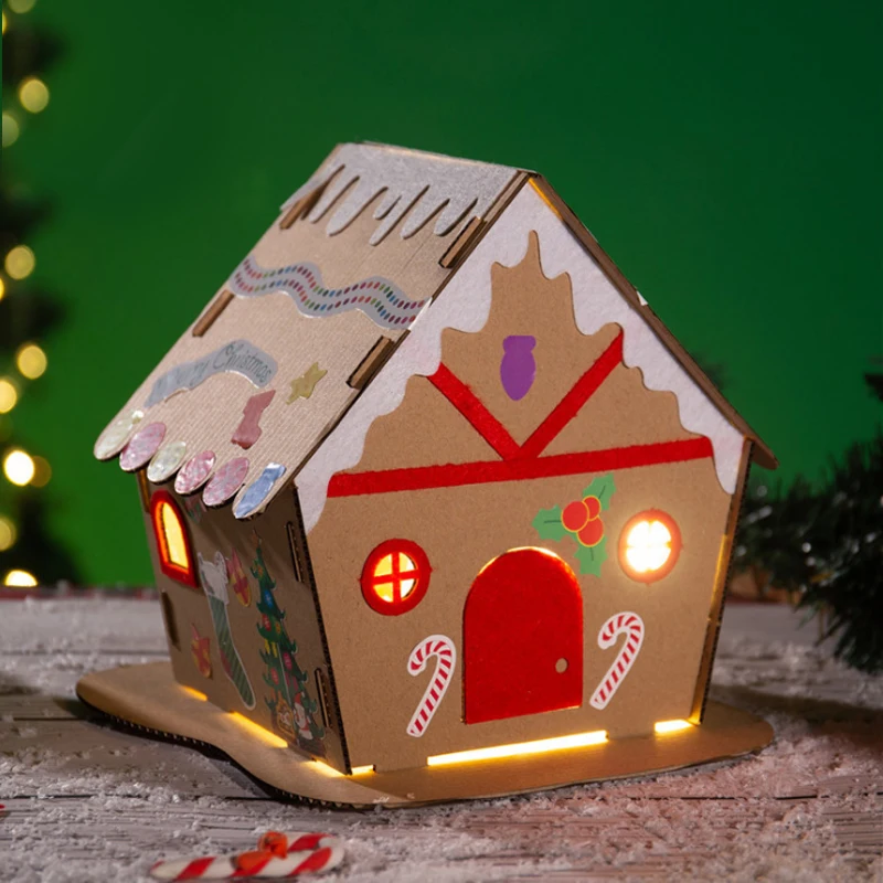 house3 Saizhi DIY Рождественский домик Сборная модель бумажная игрушка малыш Раннее Обучение подарок детский дом DIY Изготовление забавных детских игрушек подарок - Цвет: house3