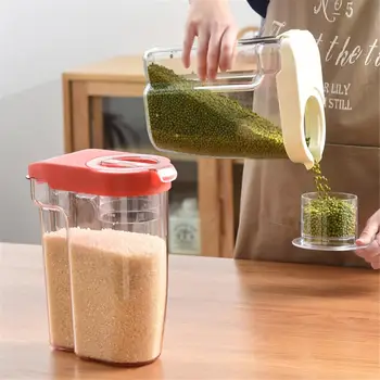 

Food Storage Dispenser With Built-in Measuring Cup Airtight Container All Purpose Dispenser For Rice Flour Cereal