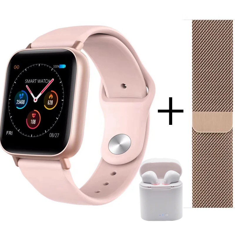 pink add gift Q10 Смарт часы PK P70 P80 iwo 8 lite фитнес-трекер для измерения сердечного ритма группа для мужчин и женщин полный сенсорный экран IP67 Водонепроницаемый Smartwatch - Цвет: pink add gift