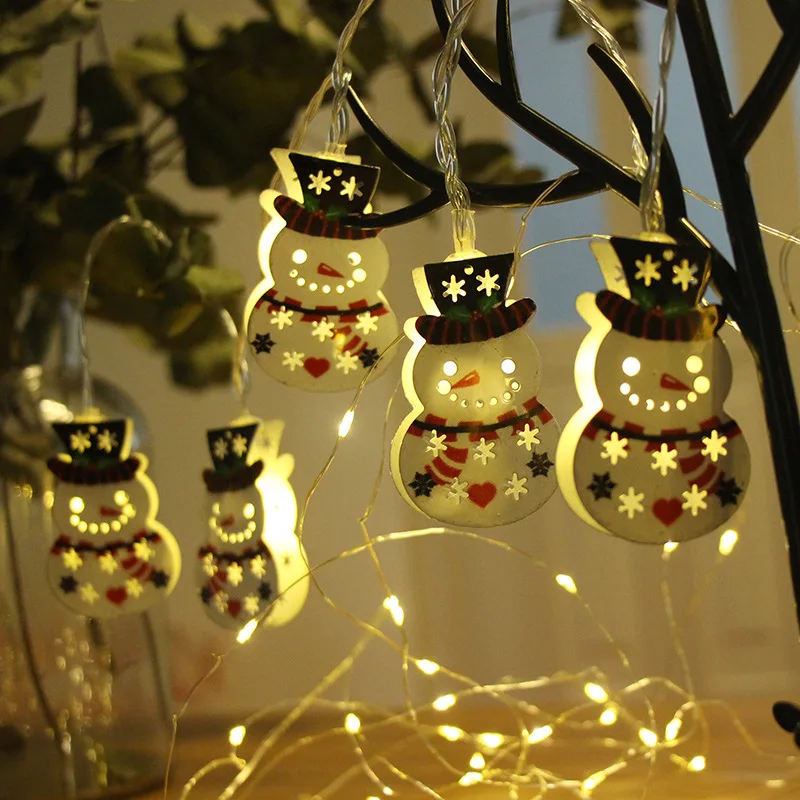 Snowman Рождественская елка светодиодные 3M 1,5 м гирлянды 20 светодиодов Лось металлические носки Санта Клаус Снеговик Earball тип батареи Led+ Освещение - Испускаемый цвет: Snowman