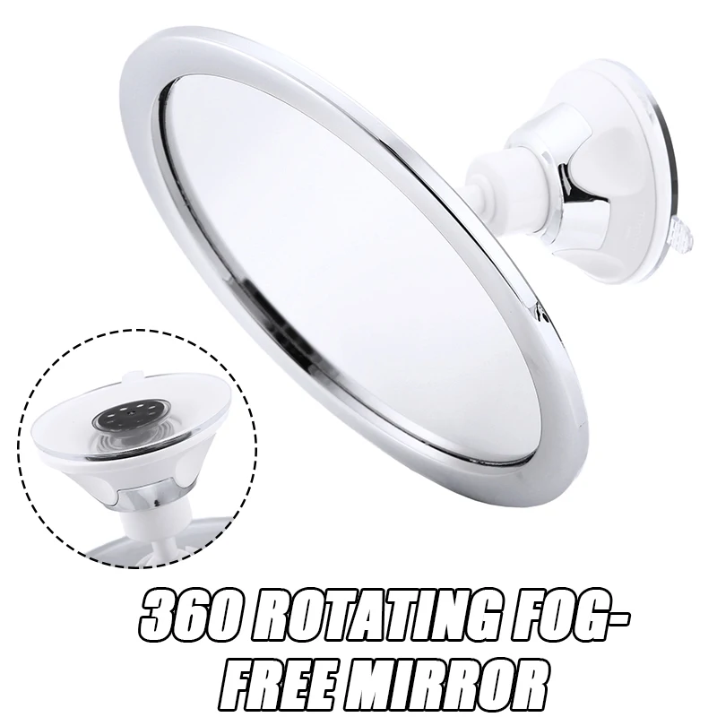 360 Degrees Bathroom Suction Cup Bath Mirrors Fogless Bath Shower Make