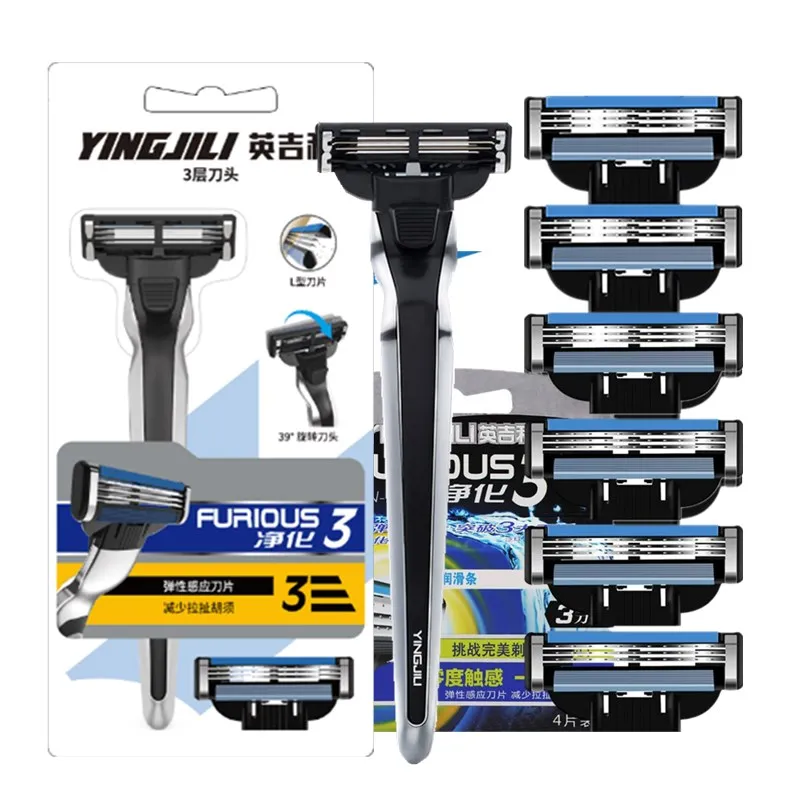 

TFLYSHAVE 1 Holder 5pcs Blade Forious 3 Men Shaver Razor Blade 3 Layer Shaving Razor High Quality with Mach 3