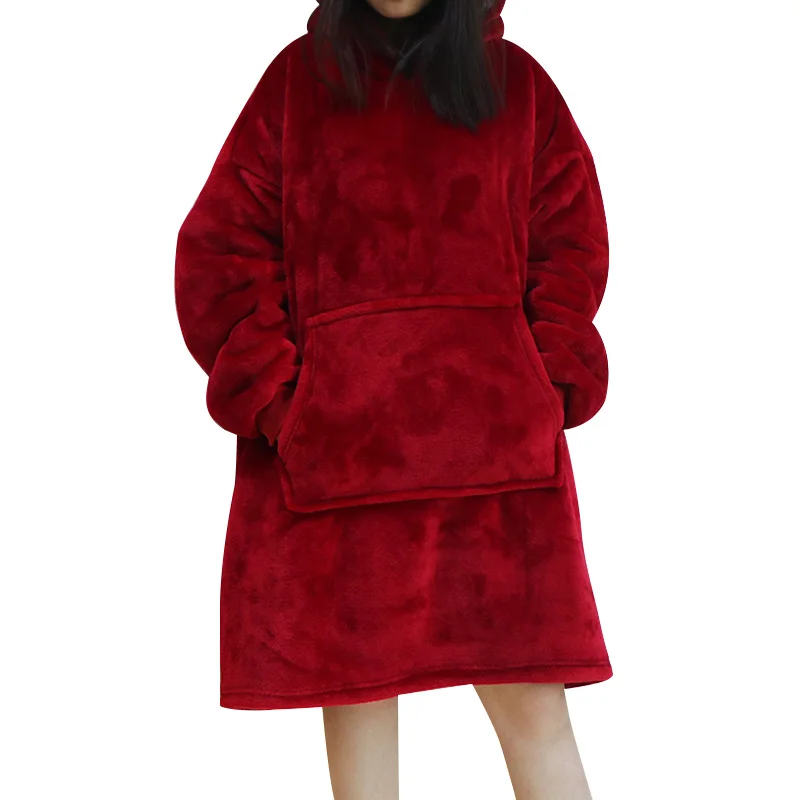 Зимние толстовки женские свитшоты толстовки одеяло теплые уличные пальто с капюшоном Comefy одеяло с капюшоном халат флис