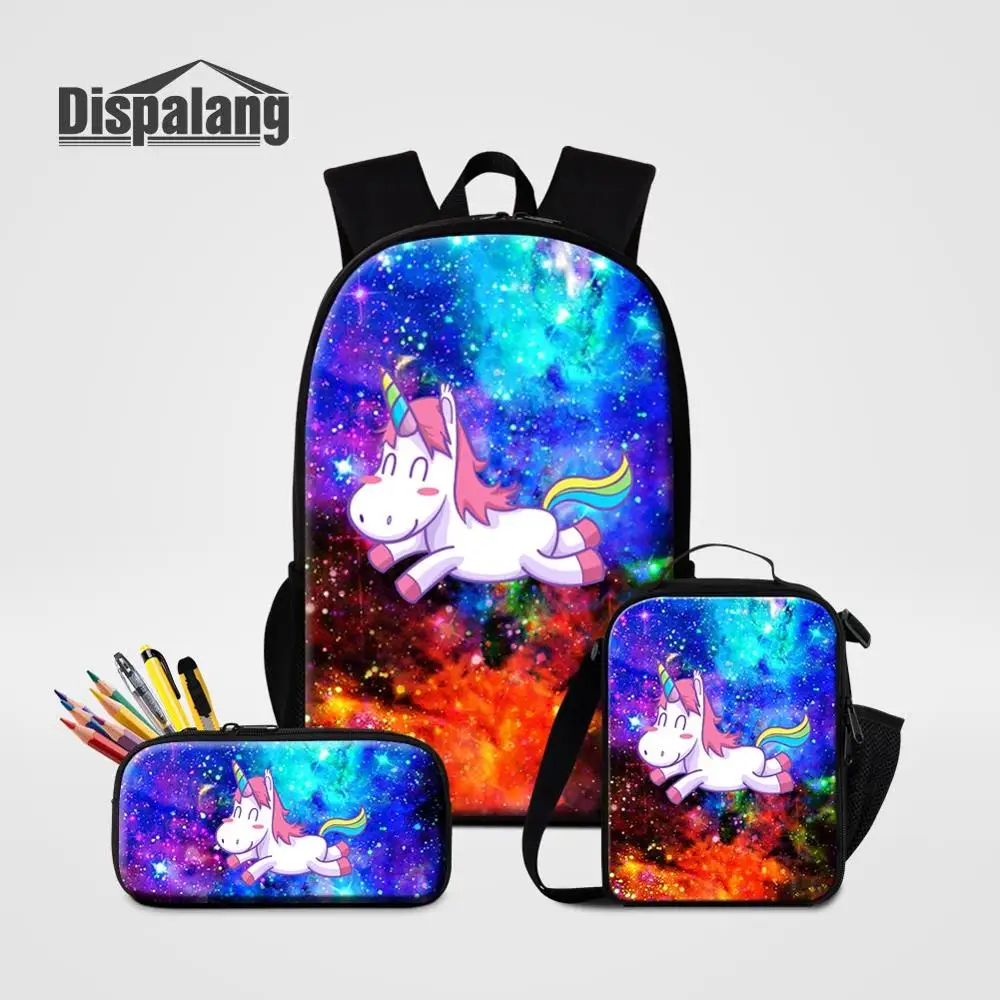 3 PCS Set30 Алмазов Единорог узор рюкзак для школьников 3 шт./компл. рюкзак Pencilbox Ланч-бокс для детей школьного возраста пользовательские школьный рюкзак Sac A Dos - Цвет: 3 PCS Set30