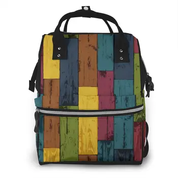 

Mummy Maternity Nappy Bag Colorful Wooden Large Capacity Nappy Bag Travel Backpack Nursing Bag for Baby Care
