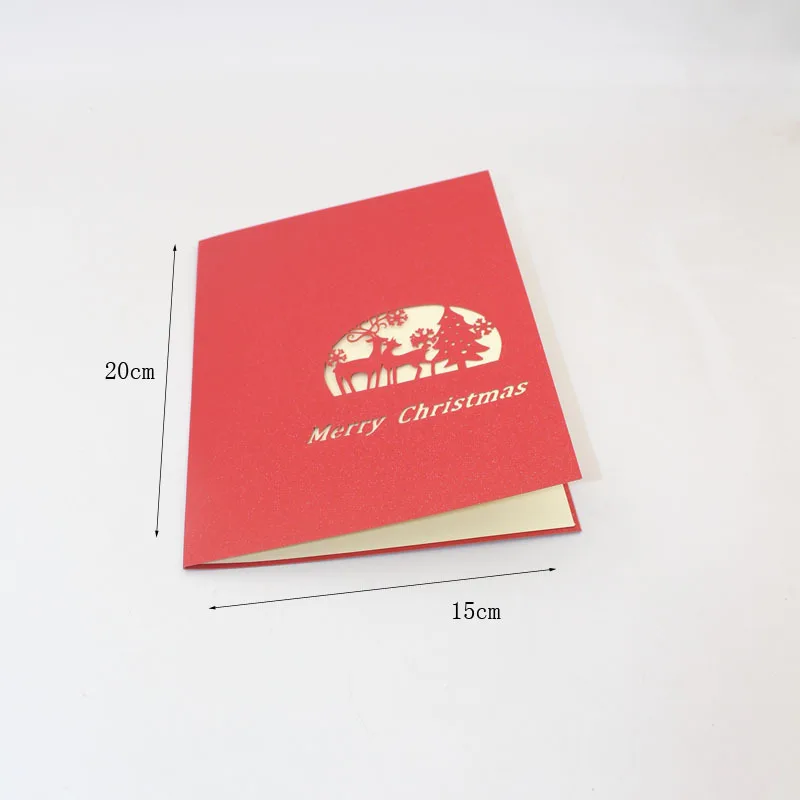  10pcs Christmas Deer Tree 3D Pop UP Cards Gift Postcard with Envelope Xmas Invitation Greeting Card - 4.00029E+12