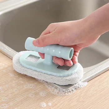 

Kitchen Cleaning Brush Bathroom Toilet Kitchen Glass Wall Cleaning Tools Plastic Handle Sponge Brush Kitchen Accessories