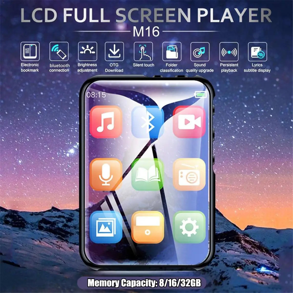 Player Polegada Lcd Full Touch Screen 8 – 16 32gb Bluetooth 4.0 Stereo Music Mini Portátil Fino Mp3 Jogador M16 Mp4 2.4