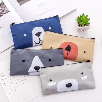 

Pencil Bag Triangle Creative Cat Cartoon Canvas Pencil Case Simple Large Capacity