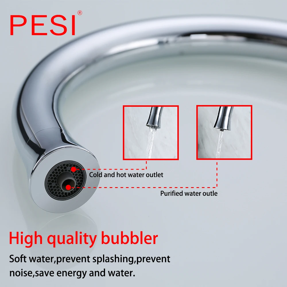 Drinking Water Purification Tap Brass&Chrome Kitchen sink Faucet mixer Design 360 Degree Rotation filtered Kitchen Faucet.