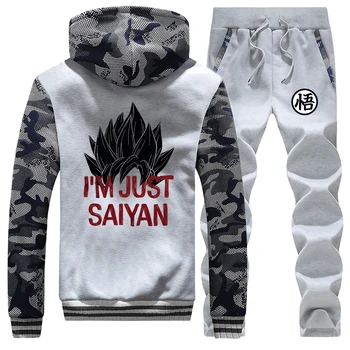 

Winter Thick Warm Sports Set Men Dragon Ball Anime Clothes 2020 New Arrival Male Zip Coat Streetwear Trousers Mens Outwear Pants