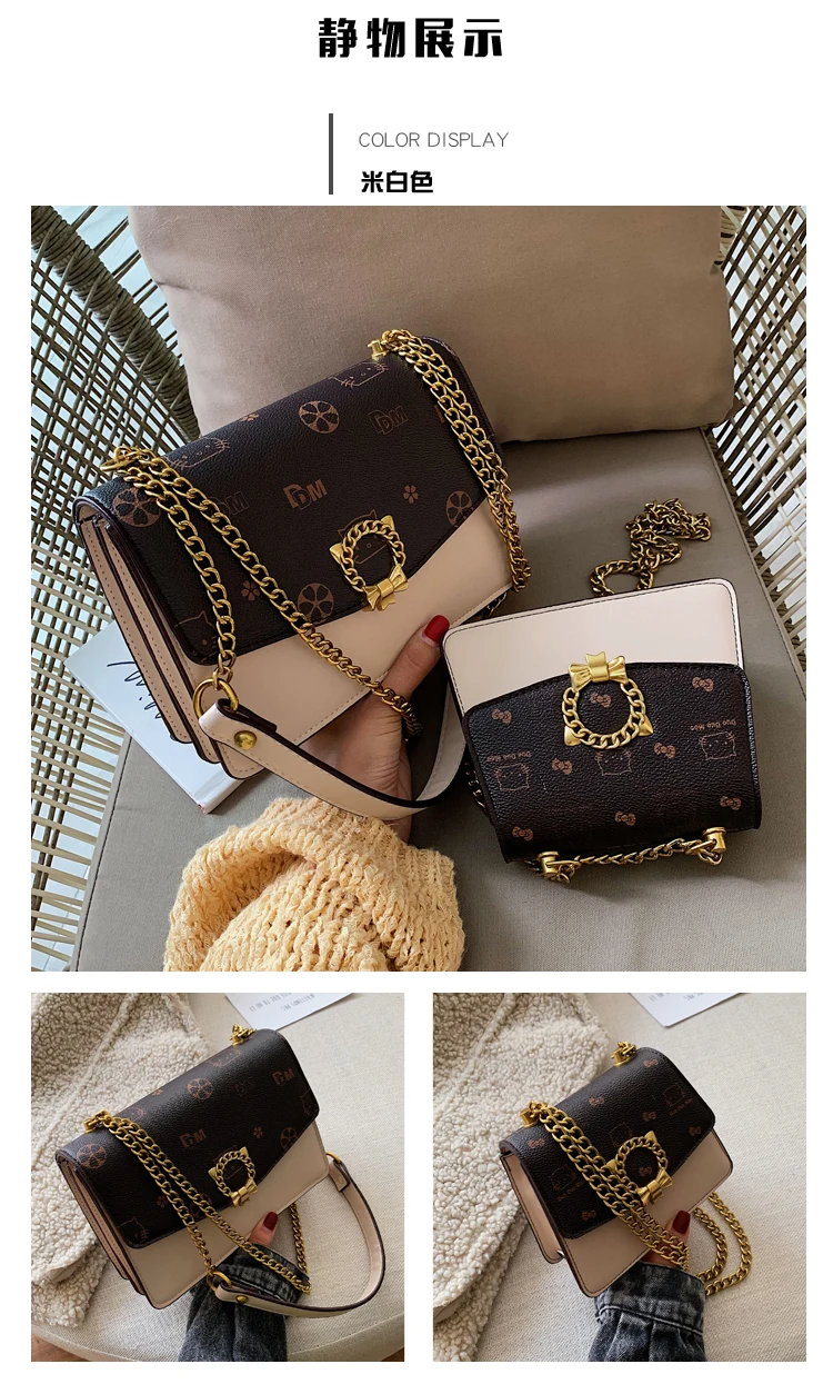 Women designer Messenger Handbag Lock Cover Crossbody Cat Print Bow Shoulder bags Girls chains flap Hasp Clutch bolsos mujer bag