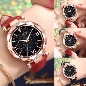 

2020 Women Watches Ladies Quartz Watch Unisex Stars Little Point Frosted Belt Watch Dotted With Roman Scale Watch Droshipping