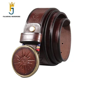 

FAJARINA Unique Design Ring Retro Smooth Buckle Belts Top Grade Quality Cowhide Leather Belt for Men Jeans Accessories N17FJ905