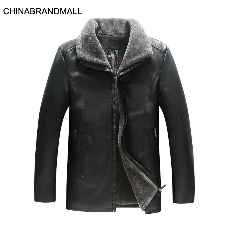 

Fat Man Male Winter Leather Jacket Fat Leisure Loose Pu Leather Coat Plus Fat Plus Size Fur One Piece Men Coat