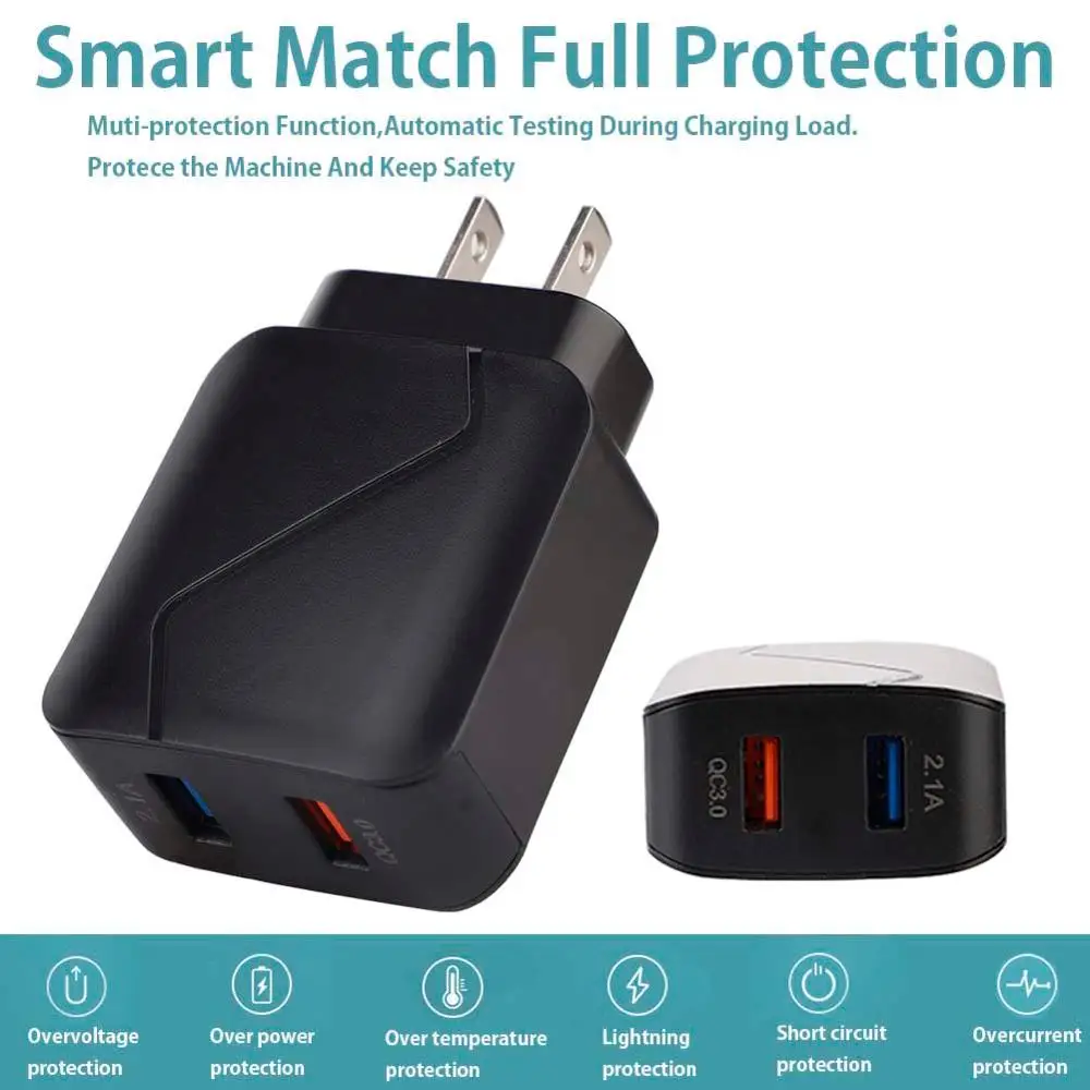 18 Вт QC 3,0 Быстрая зарядка USB зарядное устройство с светильник Быстрая зарядка мобильного телефона зарядное устройство для iPhone samsung huawei Xiaomi