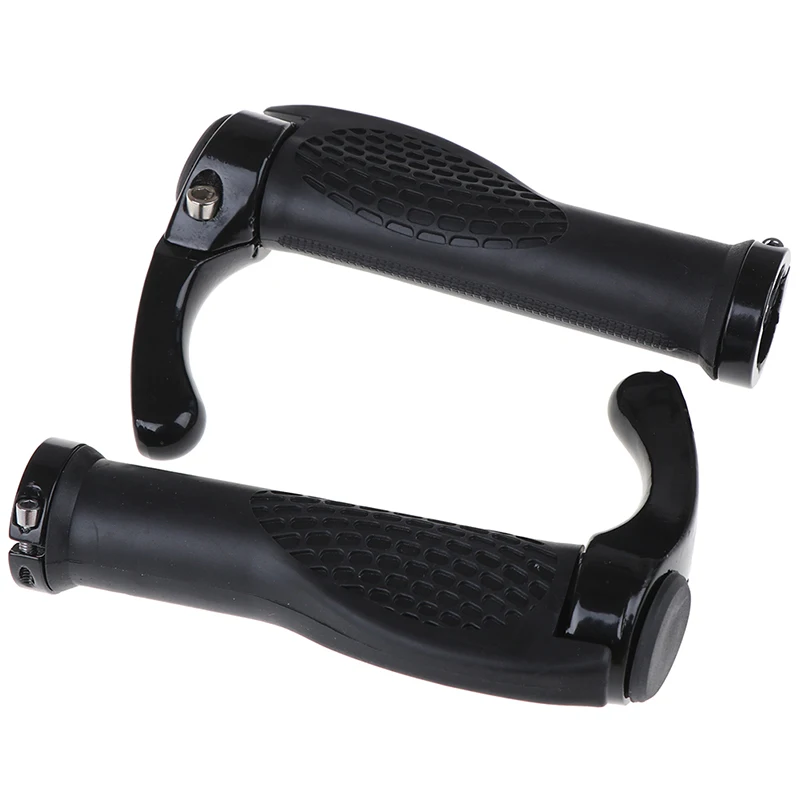 black Anti-Skid Bicycle Grips Ergonomic MTB Mountain Bike Aluminum TPR Handlebar Grips Cycling Lock-On Ends Handlebar Cover Parts - Цвет: black