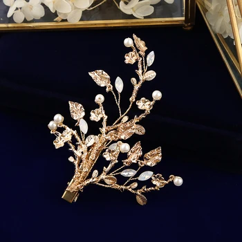 

European Handmade Gold Crystal Brides Hairbands Rhinestone Bridal Hair Combs Leaves Wedding Hair Jewelry