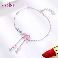 S925 Серебряный романтический цветок вишни модный браслет