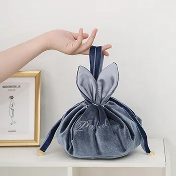 

Velvet Lazy Women's Drawstring Top Drawstring Makeup Bag Online Celebrity Large Capacity Travel Washed Multifunction Storage Bag