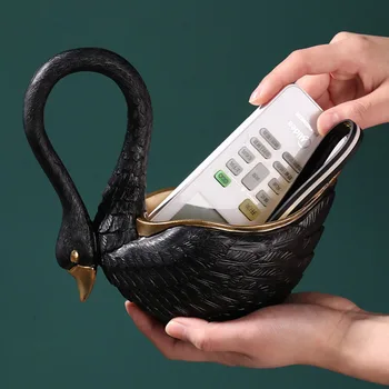 

Nordic Resin Swan Sculpture Sundries Storage Modern Design Figurines Multifunction Candy Holder Key Holders Home Decoration Gift