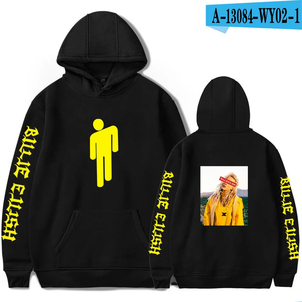 Новая горячая Billie Eilish Толстовка Мужская Черная хлопковая толстовка пара Billie Eilish Толстовка простая сохраняющая тепло Женская/Мужская толстовка одежда - Цвет: Black2