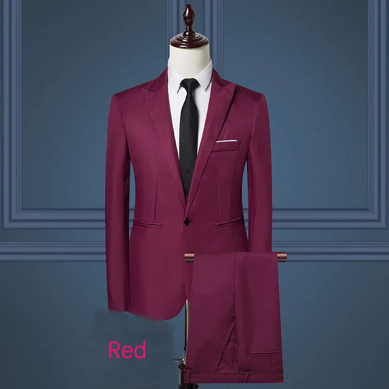 Tanie 2019 Business Casual męska garnitur 2 sztuka zestaw i pojedyncze kurtka Slim proste bawełniane płaszcze męskie w dużych Off biały