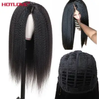 

Brazilian Kinky Straight Lace Part Human Hair Wigs Transparent 4x2 Lace Front Hair Wigs with Baby Hair Pre Plucked Remy Hair