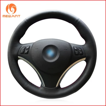 

MEWANT Hand Sew Black Genuine Leather Car Steering Wheel Cover for BMW E90 E91 E92 E93 E87 E81 E82 E88 X1 E84 Parts