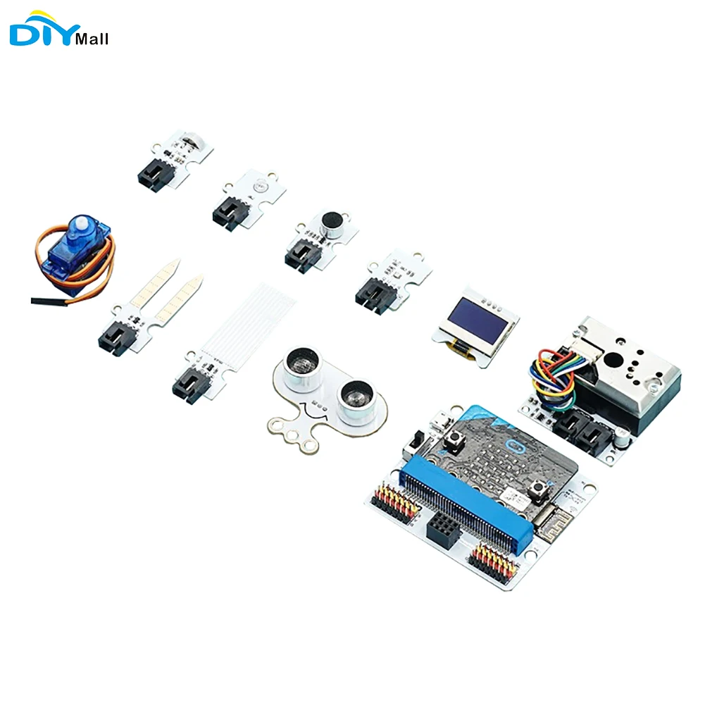 

Micro:bit Smart Science IoT Kit Developed Based on loT:Bit Ultrasonic/Dust/light Water Level Sensor RTC Timing and WIFI module