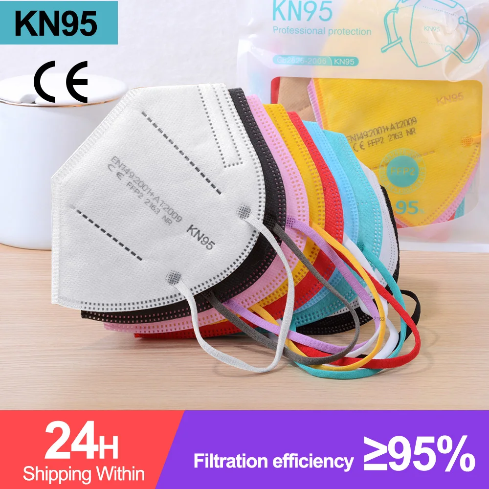 

5-200PCS FFP2 Masks KN95 Mascarillas 5 Layers Filter Reusable Face Mask Protective Mouth Masken CE FFP2MASK Respirator Masque