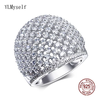 

Large Real 925 rings jewelry anniversary party fine jewellery CZ Beautiful fast shipping big sterling silver ring for women