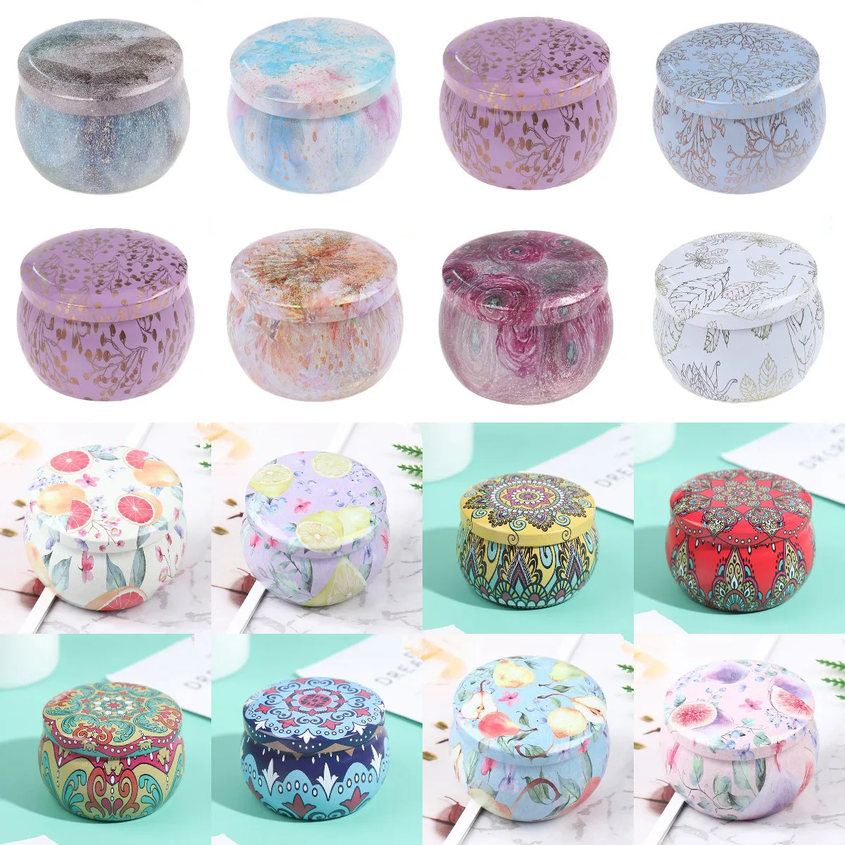 1pcs Lovely Iron Tin Storage Box for Scented Candle Jewelry Cookie Candy Tea Storage Jar Christmas Gift Box