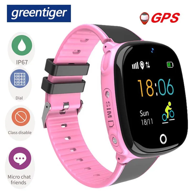 Greentiger HW11 GPS Смарт часы для детей IP67 водонепроницаемый шагомер SOS безопасный