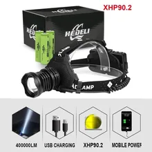 

400000 LM XHP90.2 LED Headlight XHP90 High Power Head Lamp Torch USB 18650 Rechargeable XHP70 Head Light XHP50.2 Zoom Headlamp