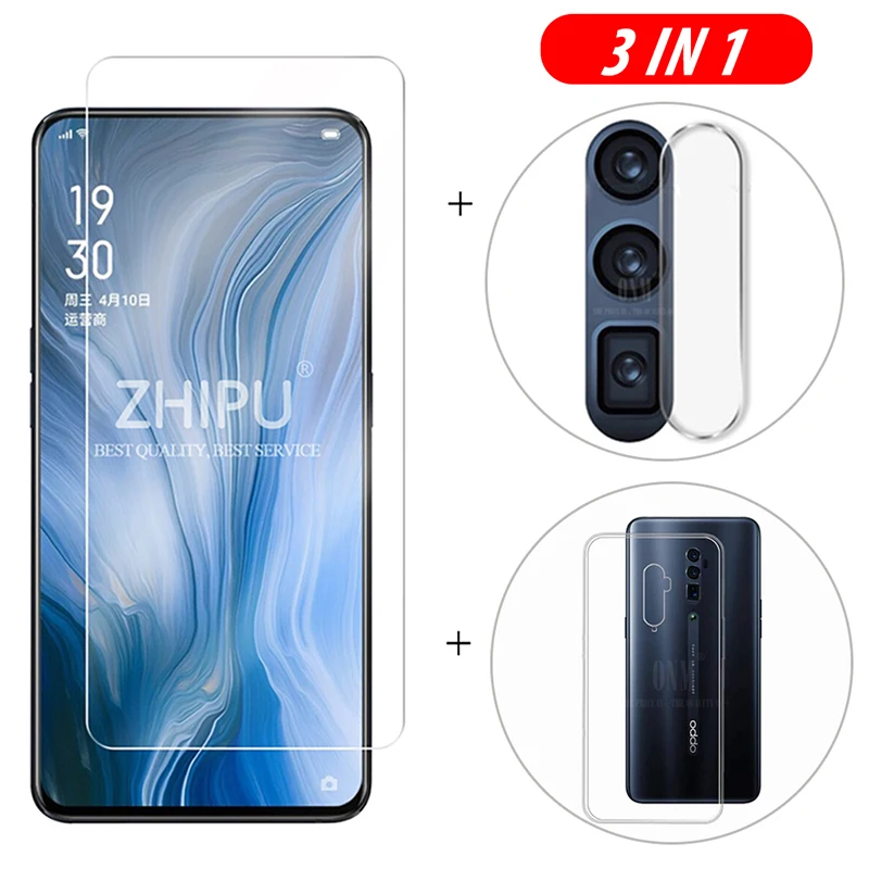 3-в-1 чехол + камера закаленное стекло для Oppo Reno 10x zoom Защита экрана CPH1919 полное