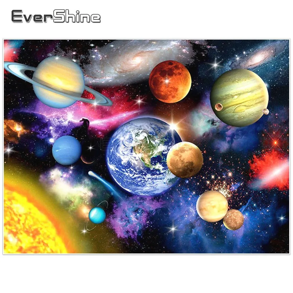 EverShine Diamond Embroidery Universe Scenery Mosaic Full Round Rhinestones Painting Planet Handmade Home Decor | Дом и сад
