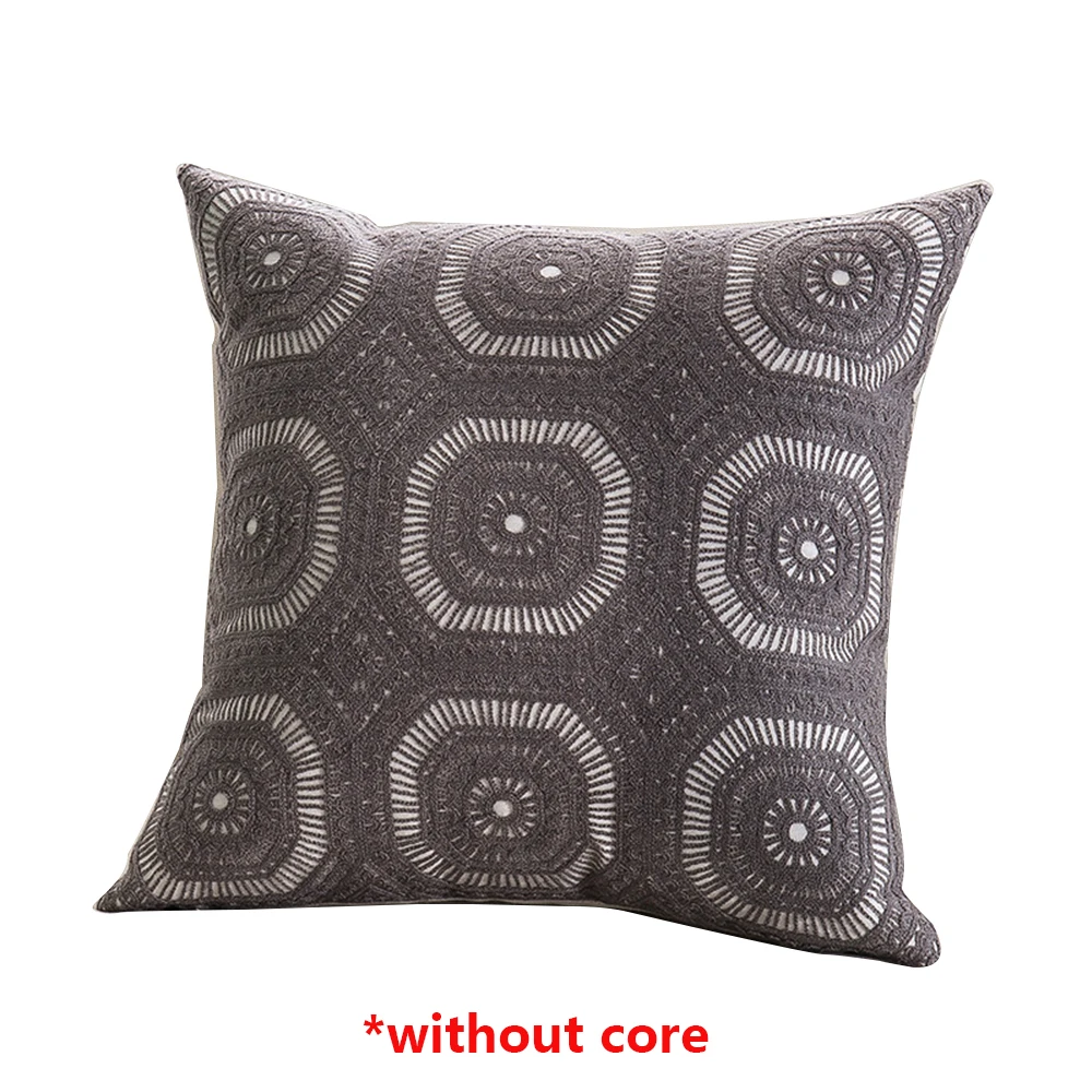 45X45CM Embroidered Cushion Cover Cotton Canvas Square Pillow Cover Geometry Pattern Pillowcase 1PC Flower Pillowcase Polyester - Цвет: 6