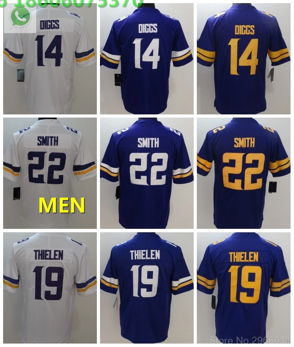 Vikings Мужские взрослые Джерси 14 Стефон диггз 19 adam thielen 22 чехол Keenum 7 Harrison 33 Dalvin Cook Smith Adam Minnesota