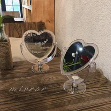 

Girl Heart Mirror Desktop Double-Side Make-up Mirrors Celebrity Photo Desktop Simple Portable Make-up MIirror Декор Для Дома