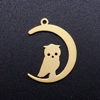 Breloques en acier inoxydable pour bricolage, 10 pièces/lot, motifs chat mignon, oiseau, hibou nocturne, libellule, connecteurs de bracelet, vente en gros 6