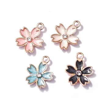 

50pcs Flower drop oil alloy small pendant earrings earrings bracelet DIY accessories Pendant handmade craft